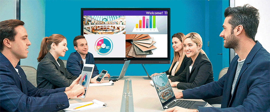 BenQ RP8602 X-Sign broadcast which sends real-time welcome message to your interactive display in the meeting room