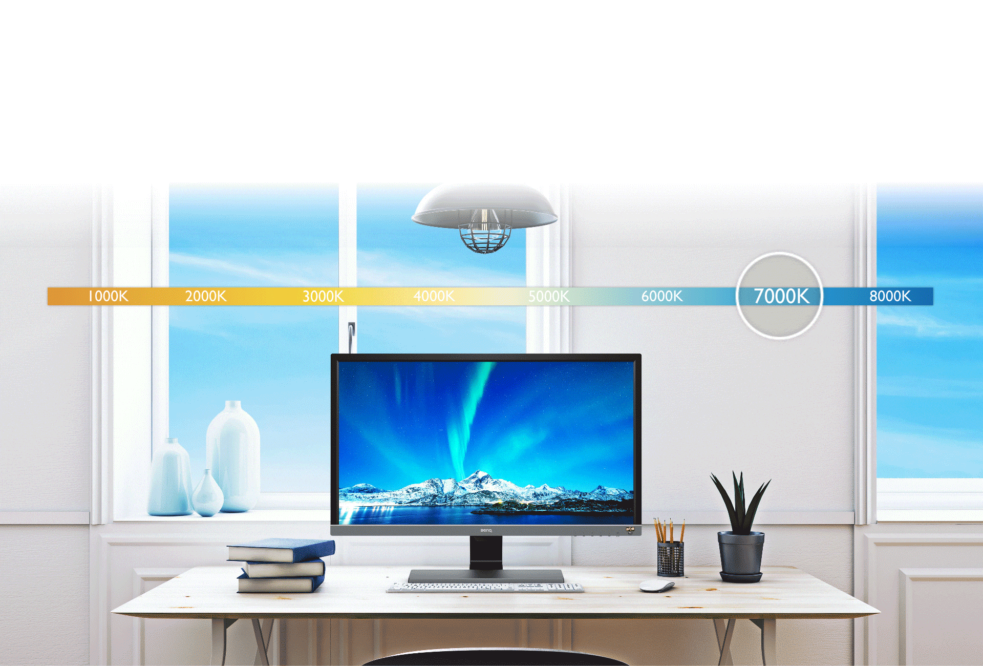 Brightness Intelligence Plus, the ambient light, adjustable monitor brightness and color temperature