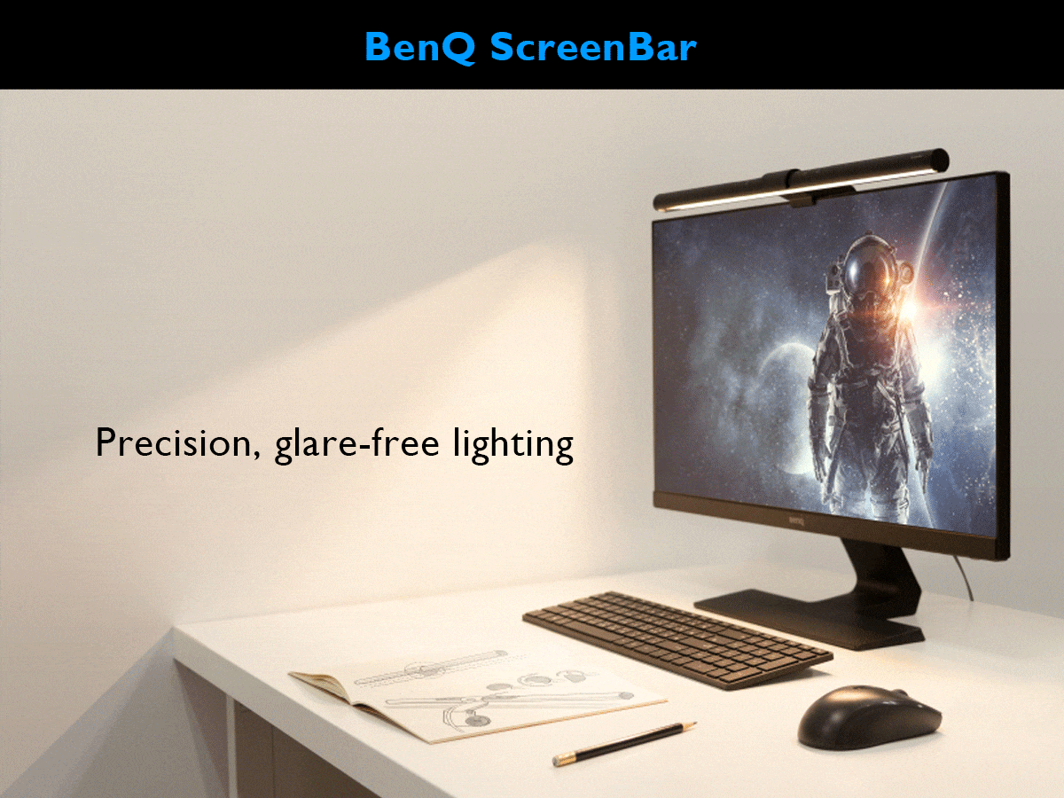 Refurbished - BenQ ScreenBar Halo LED Monitor Light- Lamp with Wireless  Controller, Adjustable Brightness and Color Temperature, No Screen Glare,  Space Saving, Curved Monitors, Back Light