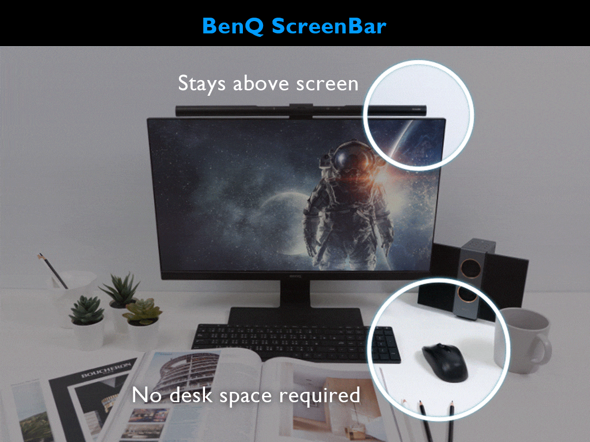 Refurbished - BenQ ScreenBar Halo LED Monitor Light- Lamp with Wireless  Controller, Adjustable Brightness and Color Temperature, No Screen Glare,  Space Saving, Curved Monitors, Back Light