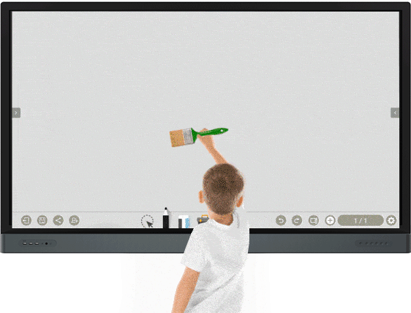 student using a brush to paint in EZWrite digital whiteboard app on BenQ interactive display