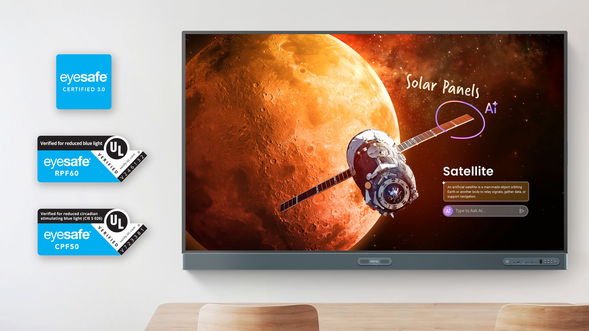 BenQ Board Pro RP05 and Master RM05 Become the First Interactive Displays to Earn Eyesafe Display 3.0 Verification from UL Solutions