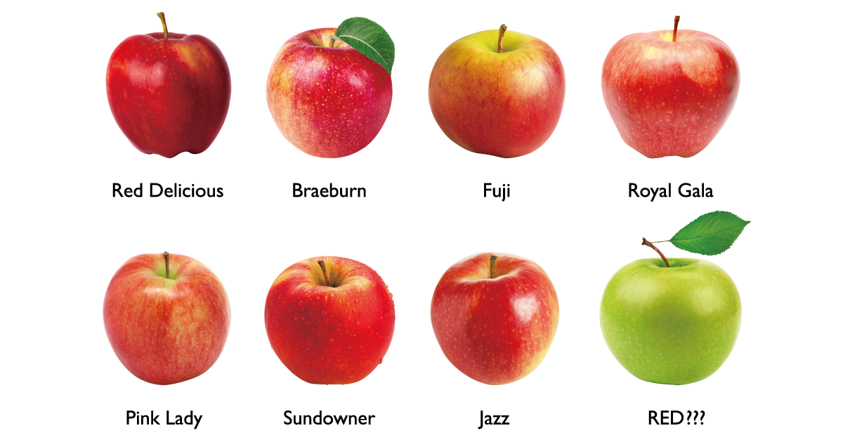 Different varieties of apples