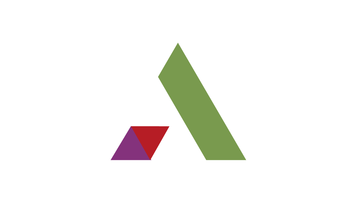 A stylized green and purple "A" logo positioned above the "AMS / SSO" heading, representing BenQ AMS and secured cloud access on a smart business projector.