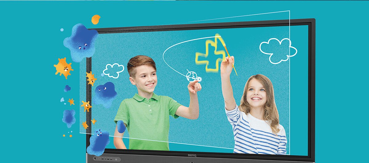 BenQ RP7502 smart education interactive board is built-in ClassroomCare technologies that help eliminate germs, monitor environmental parameters and protect pupils' eye health