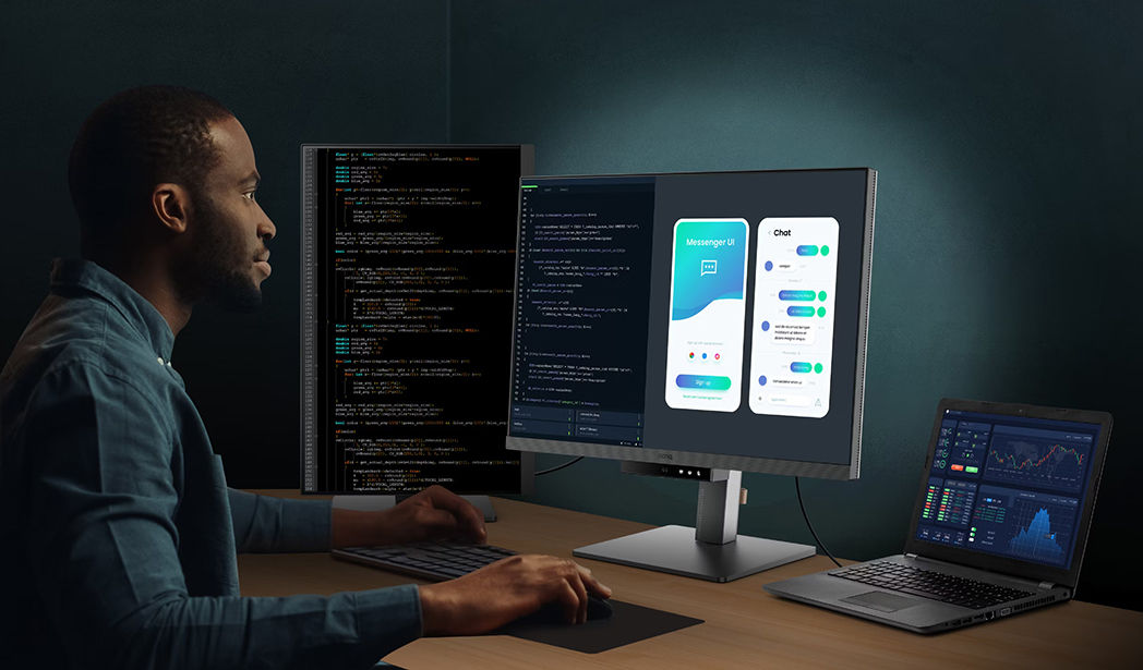 BenQ programming monitors with pivot rotation allow you to see more lines at once, minimizing the need for excessive scrolling.