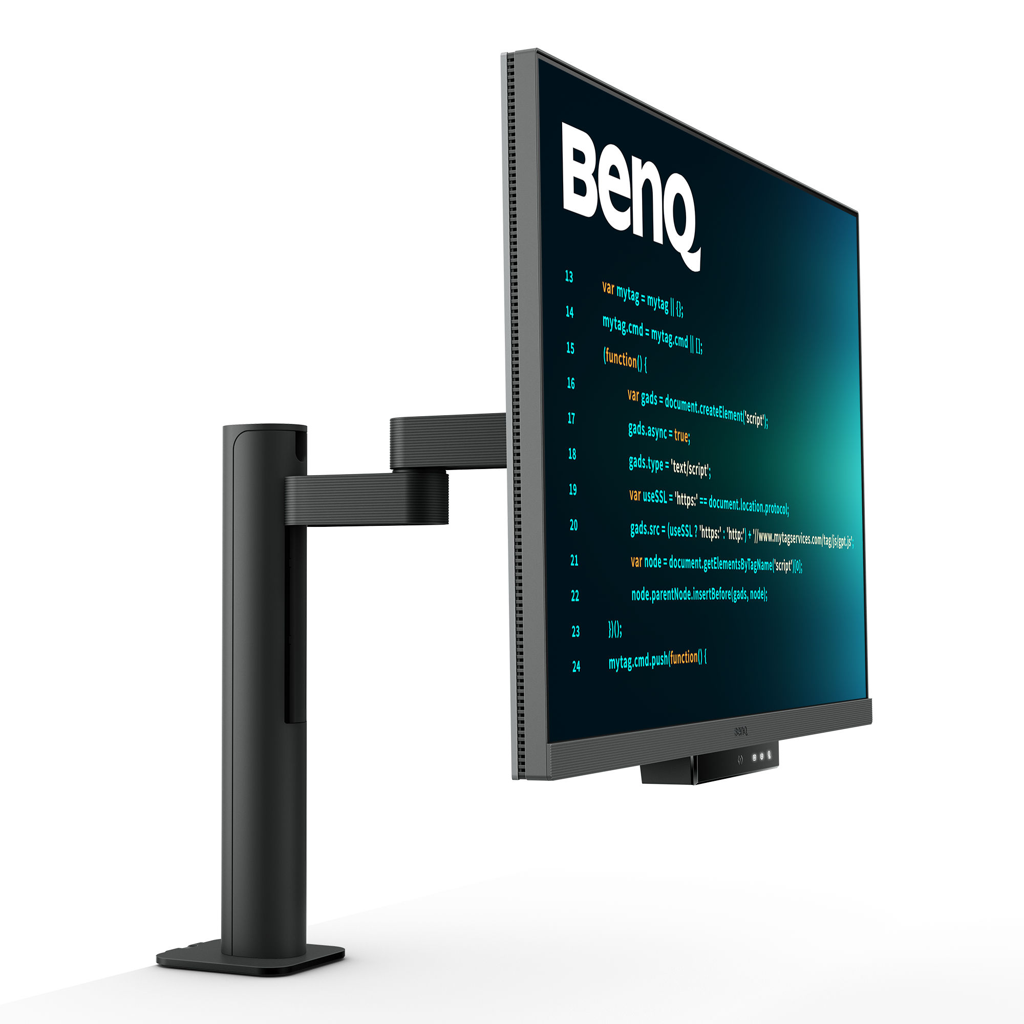 BenQ RD280UA promote programming productivity with backlight, flexible arm, Fine-coated panel, and advanced coding modes, delivering crystal-clear fonts for improved code differentiation in both light and dark themes adaptable to diverse development work environments.