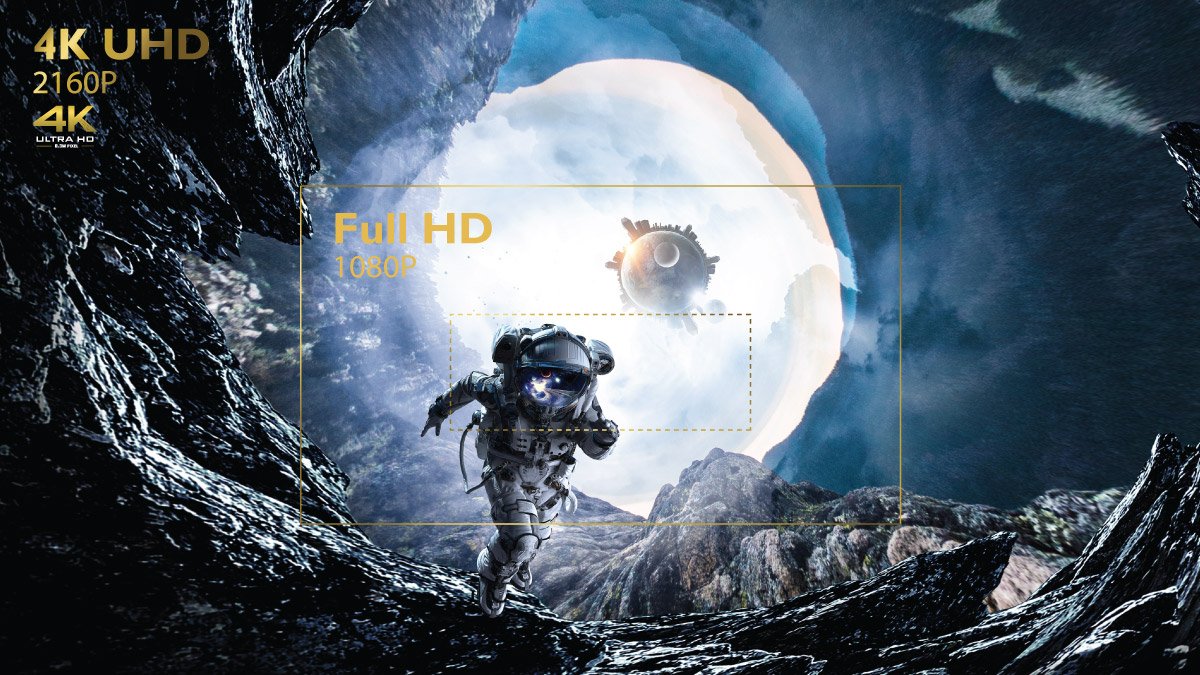 Vier keer de resolutie van Full HD 1080p, 4K UHD vermindert pixelonscherpte voor ontzagwekkende helderheid en scherp gedefinieerde fijne details.