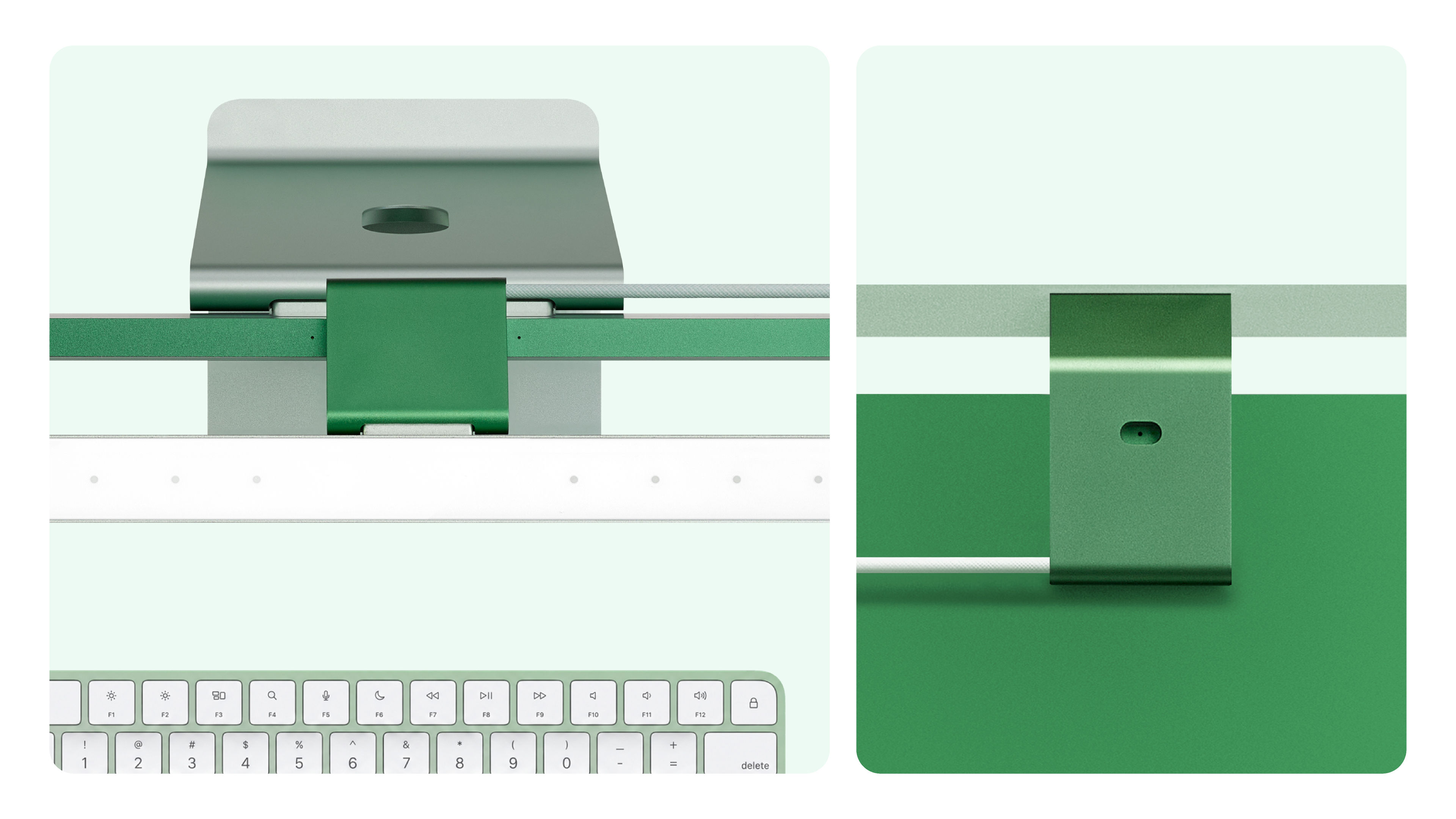 BenQ iScreenBar mounted on an iMac without blocking the built-in speakers or microphones.