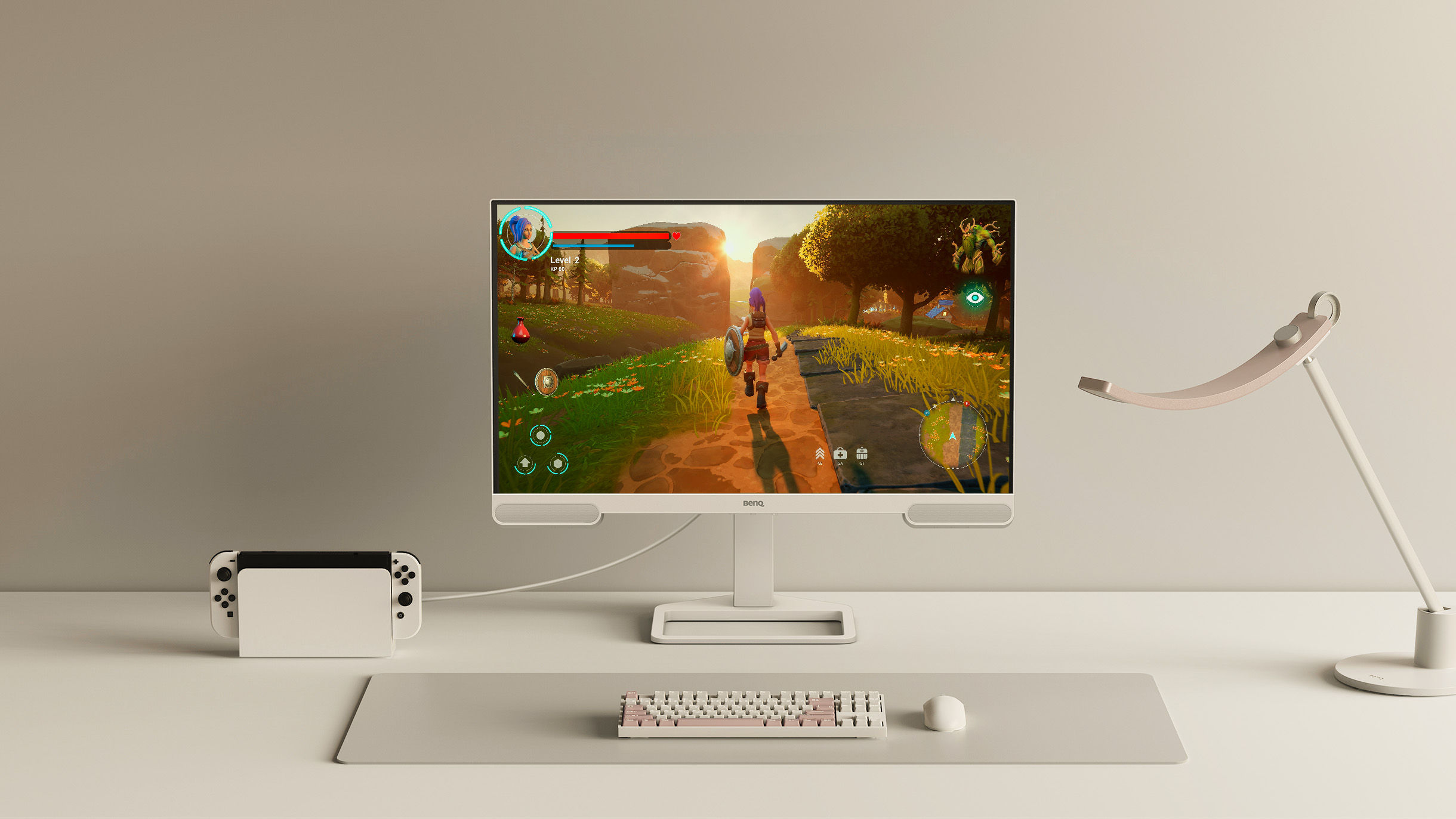 Starte dein Gaming-Erlebnis mit dem BenQ EW2790U im GAME-Szenario.