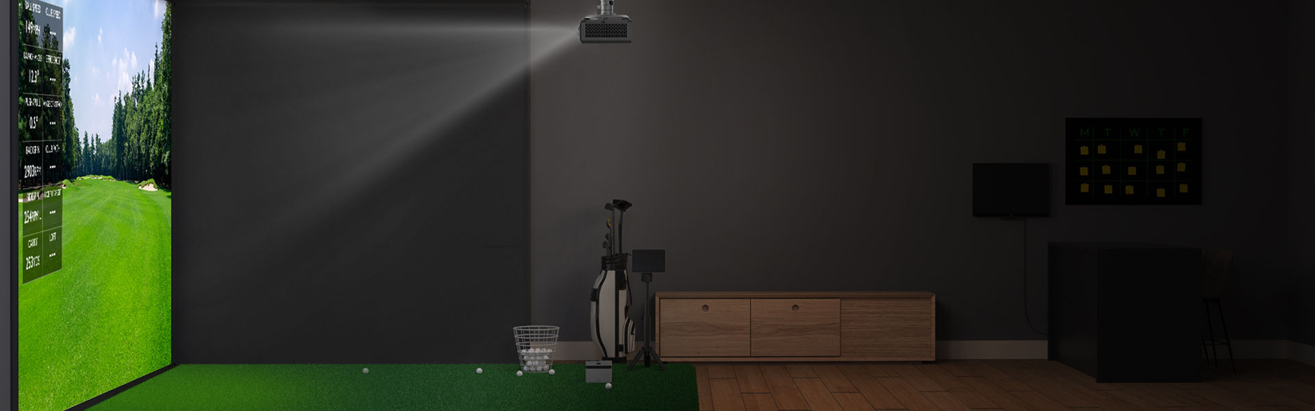 BenQ AH500ST laser short throw golf simulation projector with the perfect 0.69 short-throw design