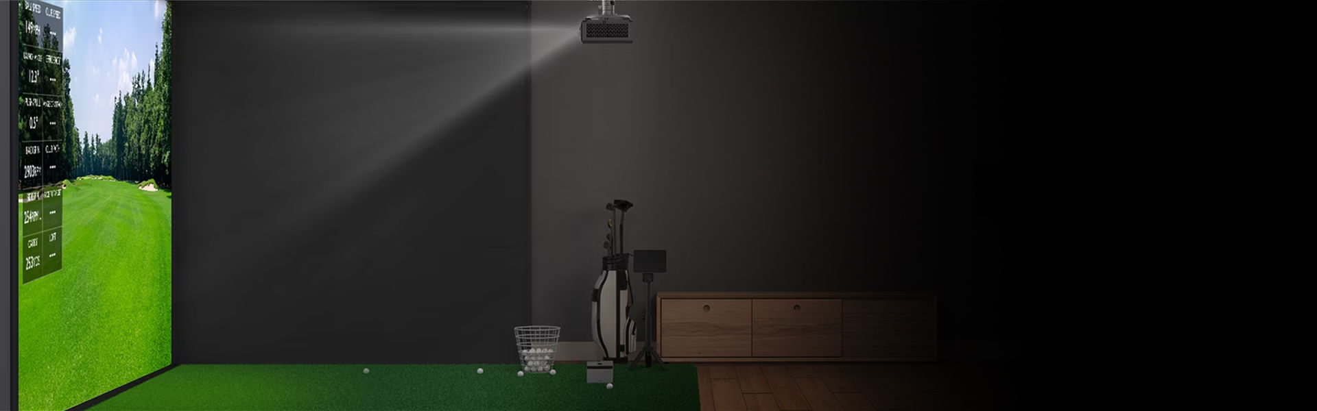 BenQ AH500ST laser short throw golf simulation projector with the perfect 0.69 short-throw design