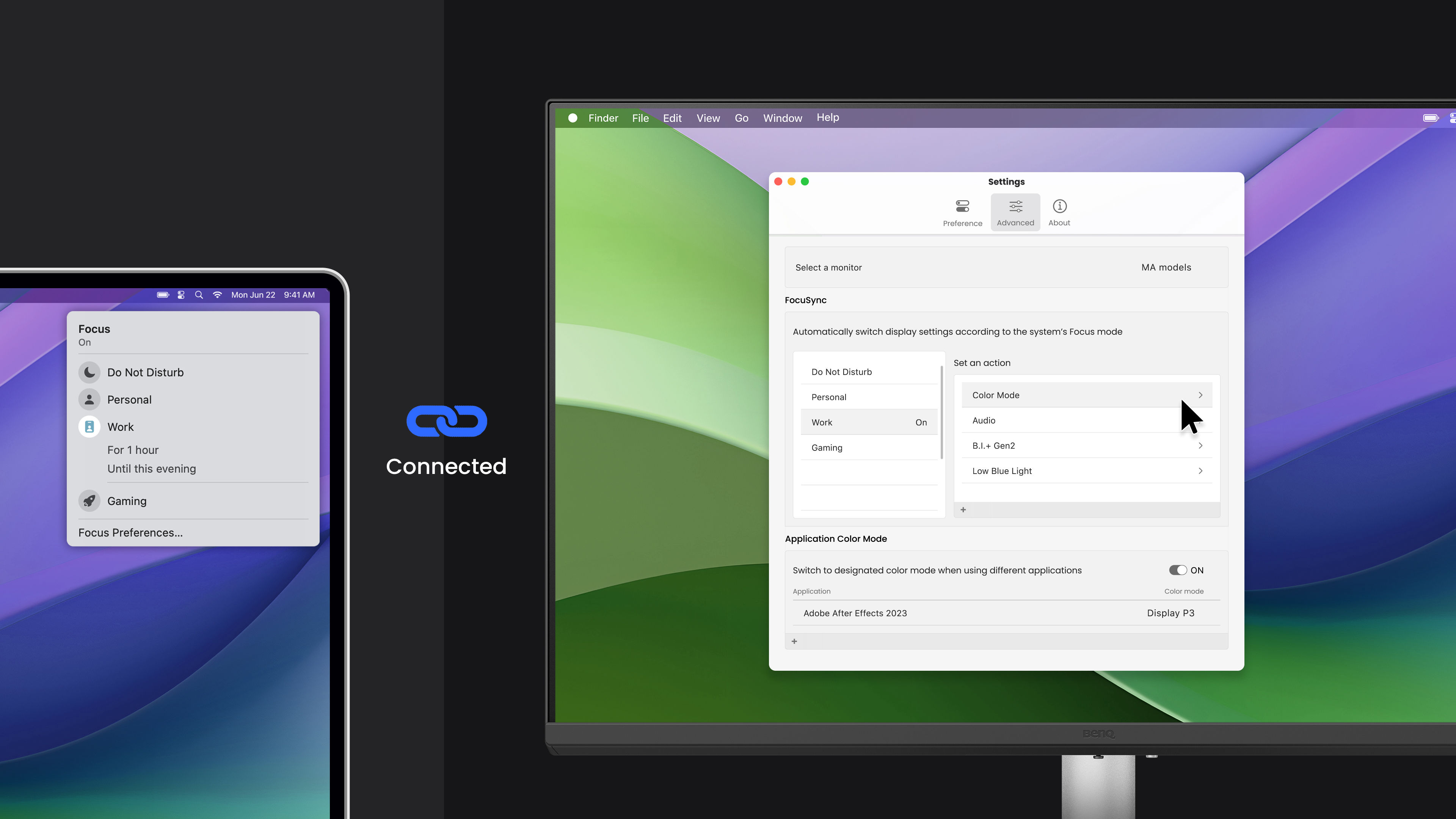 BenQ Display Pilot 2 Sync with Focus Mode