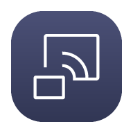 A dark navy screen-casting icon above the heading "Screencast Any Device Intuitively," representing the driver-free wireless connectivity of a BenQ smart business projector for seamless workplace solutions.