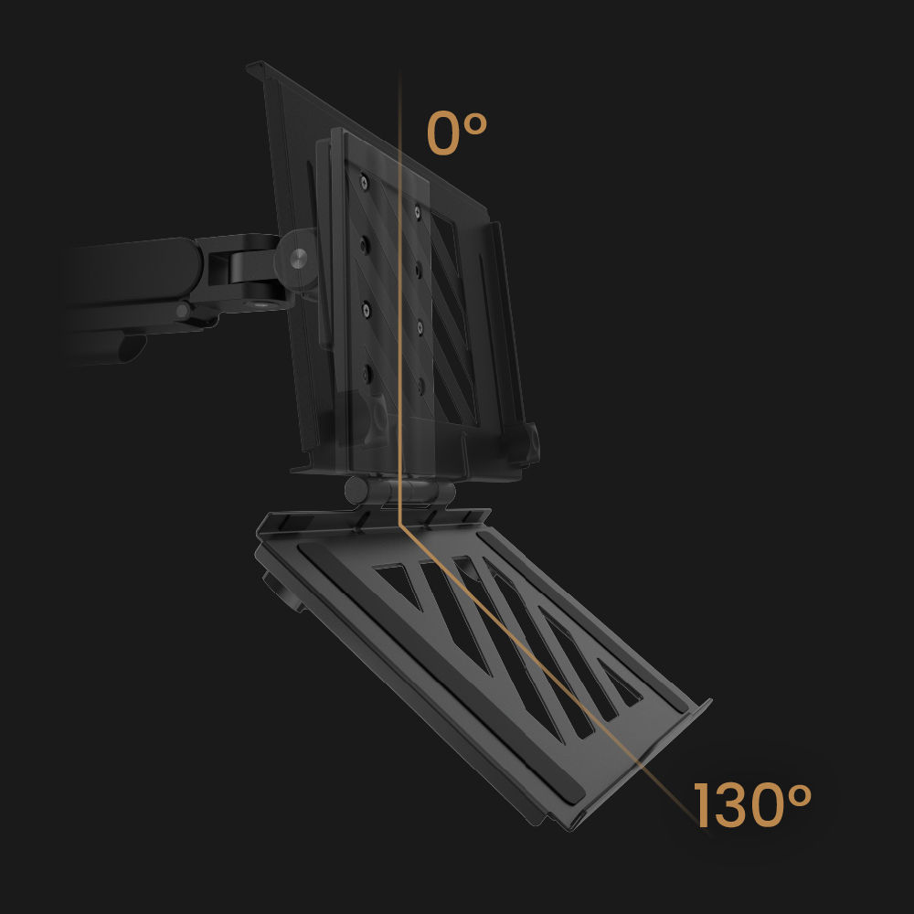 支援最大 130° 調整範圍，滿足不同使用姿勢