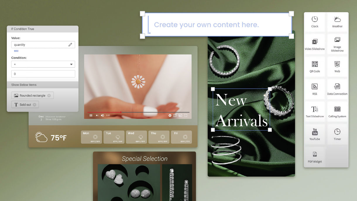 Remote content management with BenQ X-Sign software on a digital signage display, allowing easy updates for promotions in retail and office environments.