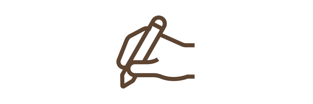 A bronze icon of a hand holding a pen positioned above the "Write Naturally" heading, showcasing the smooth and intuitive pen interaction of a BenQ business projector for efficient meeting collaboration.