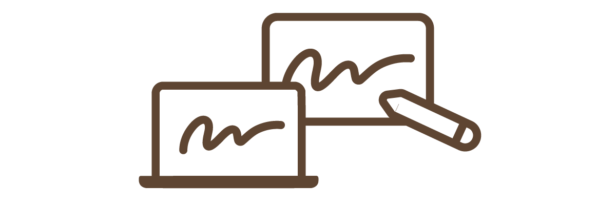 A bronze icon of two connected screens positioned above the "Smart Touch Control" heading, representing the Two-Way Touch feature on a BenQ smart projector for enhanced workplace productivity.