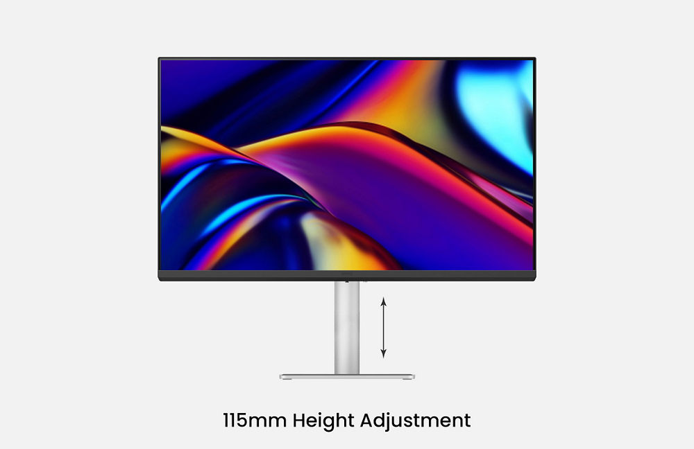 לא עוד יציבה לא נכונה. מעבר למגבלות המסך של ה-MacBook, מסך ה-BenQ מציע יותר חופש עם זוויות מרובות וגמישות בגובה לחוויית צפייה טובה יותר.