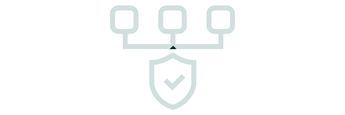 A white icon featuring three connected screens and a shield positioned above the "Device Management" heading, representing the ability to remotely monitor and manage a BenQ smart business projector fleet for optimal workplace efficiency.