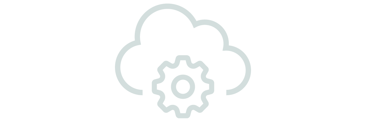 A white line icon of a gear inside a cloud positioned above the "OTA Updates" heading, illustrating the seamless Over-the-Air (OTA) update feature for BenQ smart business projectors to ensure optimal device performance and workplace solutions.