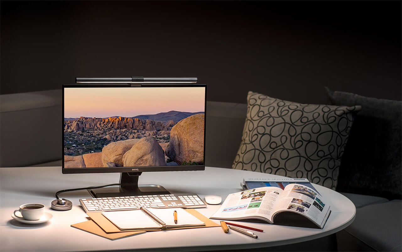 proper brightness from a desk lamp in a living room with sofa