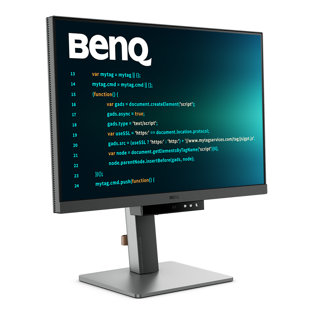 BenQ RD240Q promote programming productivity with an advanced coding mode, delivering crystal-clear fonts for improved code differentiation in both light and dark themes adaptable to diverse development work environments.