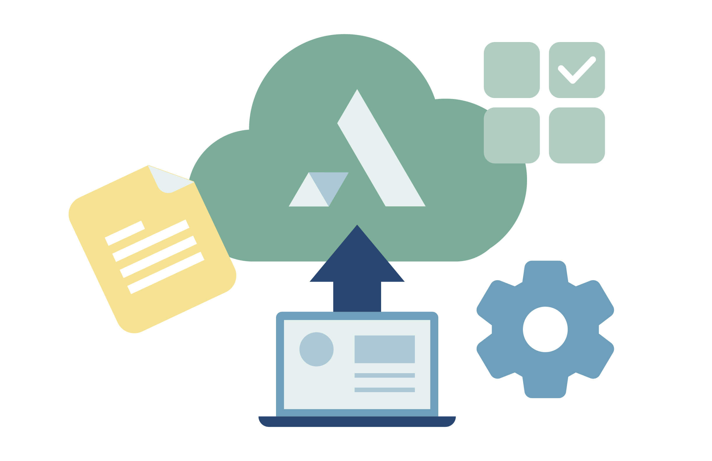 Personalized customization on laptop from cloud icon