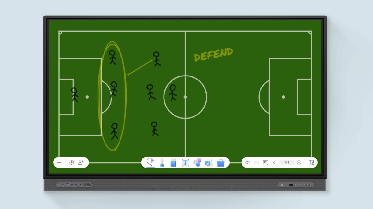 Planung eines Spiels auf der EZWrite Fußballfeld-Vorlage