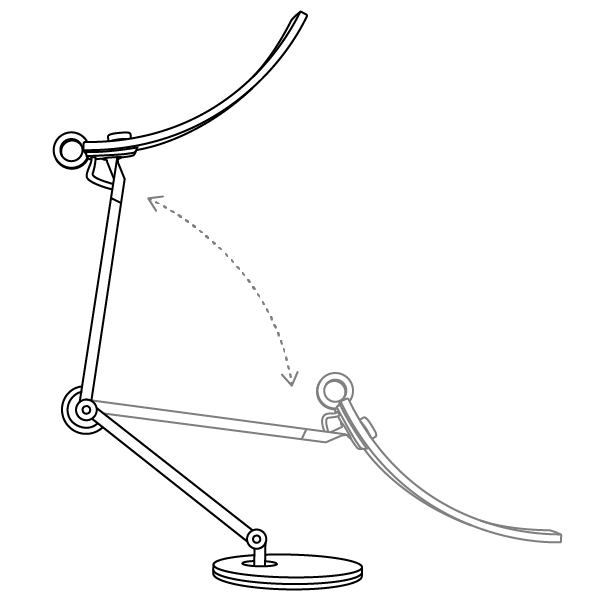 Head adjusted up and down from +35° to +120° each