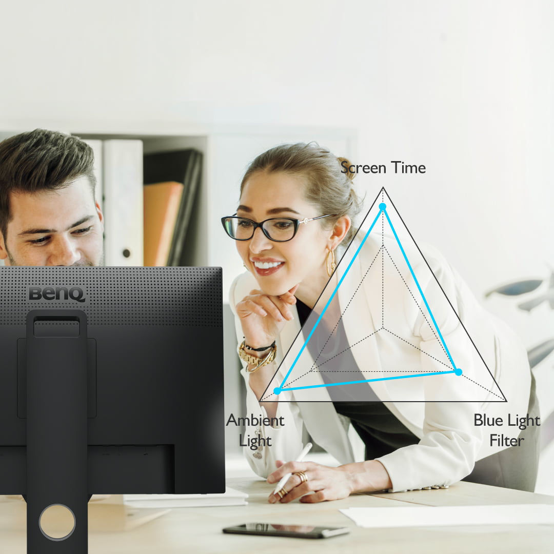 The qualified monitor lamp with setting of blue light filter can avoid computer vision syndrome (CVS) at work. 