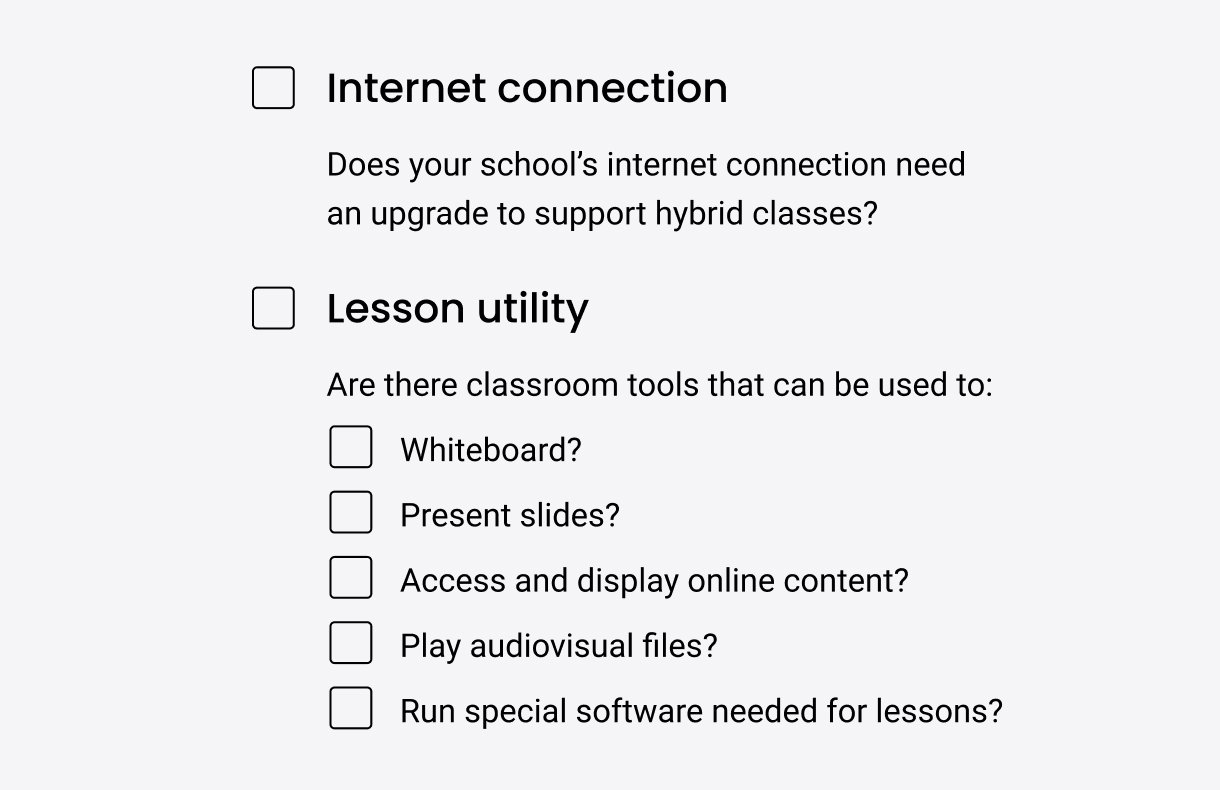 Hybrid learning checklist internet lesson tools