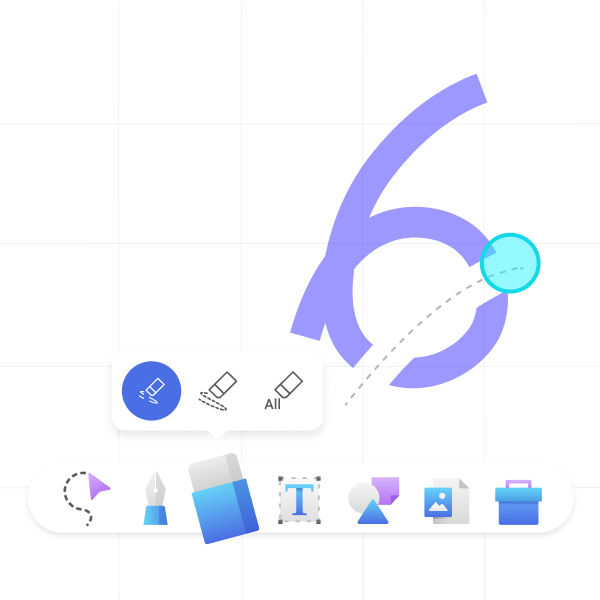 Eraser erasing a number on EZWrite 6 interactive whiteboard software