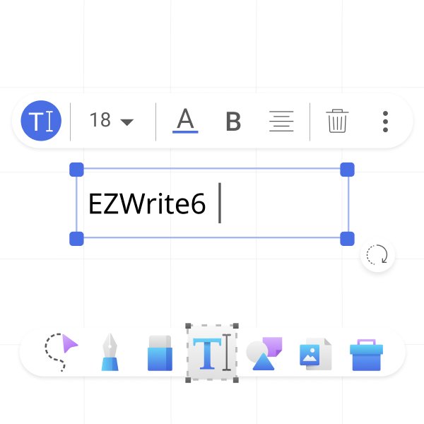 Text box being used to type a word on EZWrite 6 interactive whiteboard software