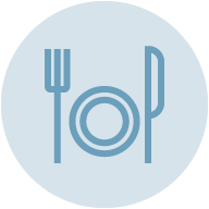 Cafeteria plate fork and knife icon