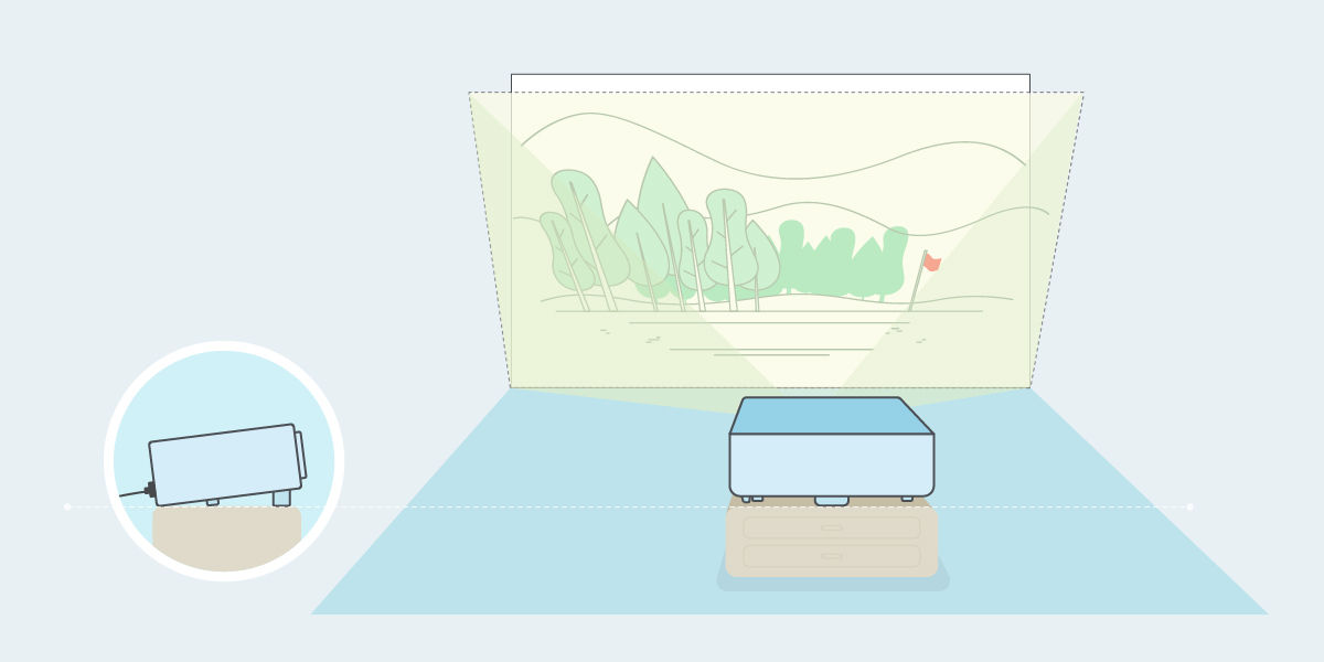 1D keystone correction corrects trapezoidal images where the top side is wider than the bottom side