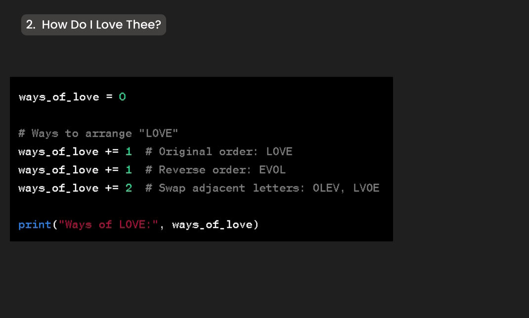 BenQ Coding Challenge-How Do I Love Thee? in Python