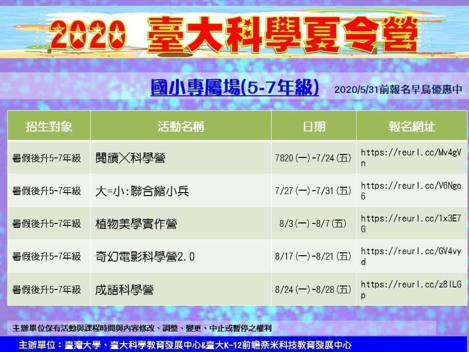 2020夏令營推薦