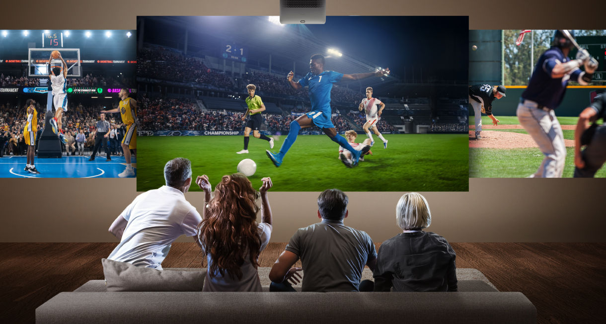 To keep the momenentum of the football game, a BenQ Home Entertainment projector with sports-optimized features like MEMC becomes a launchpad for game night.