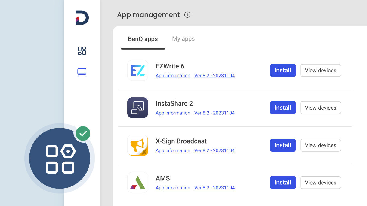 Instale, actualice y desinstale aplicaciones de forma remota en dispositivos BenQ con unos pocos clics.