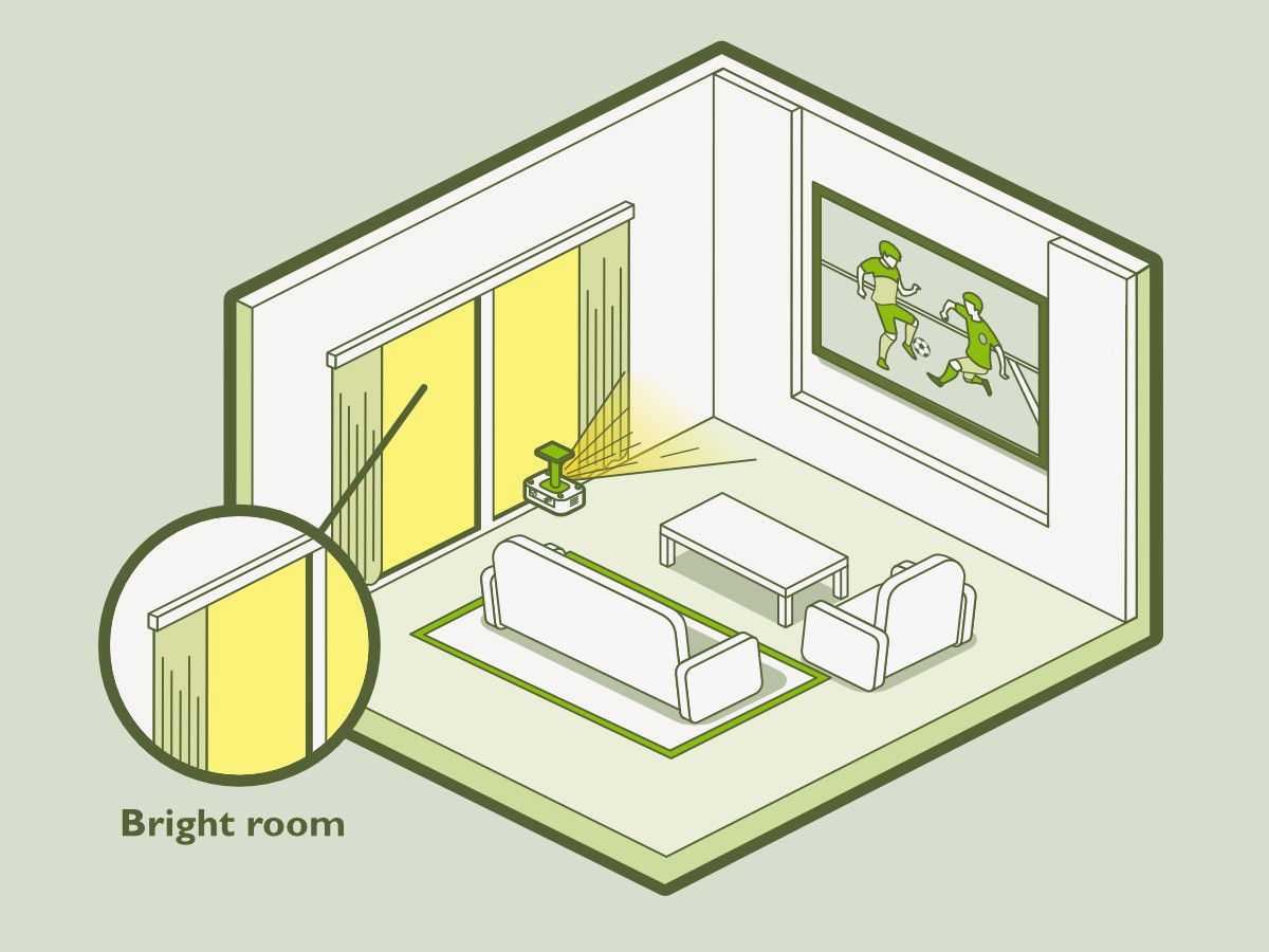 BenQ TK800M 4K projector usage scenario in a bright room watching sports and series.