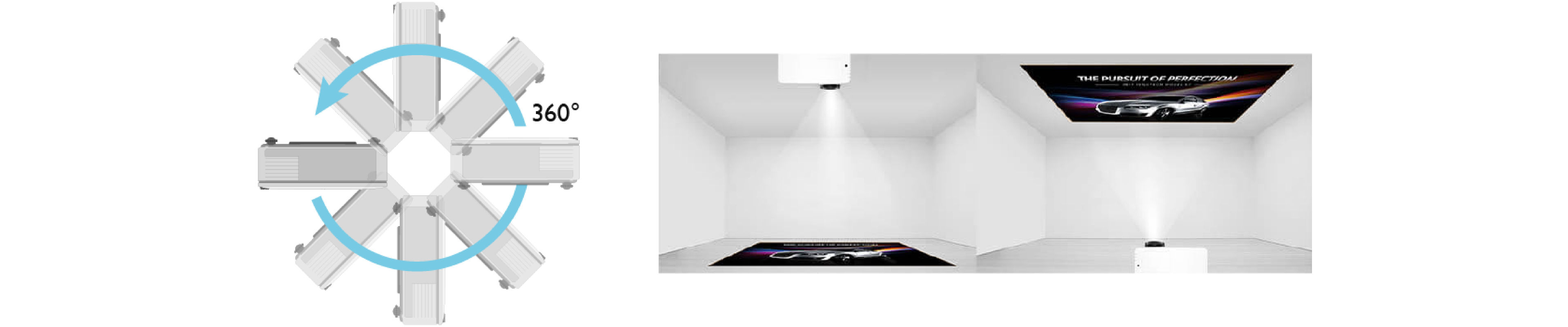 Tilt LK935 vertically to any angle for projection on ceilings, walls, floors, or angled signage, making presentations possible in corporate venues of any size. Tilt LK935 vertically to any angle for projection on ceilings, walls, floors, or angled signage, making presentations possible in corporate venues of any size.