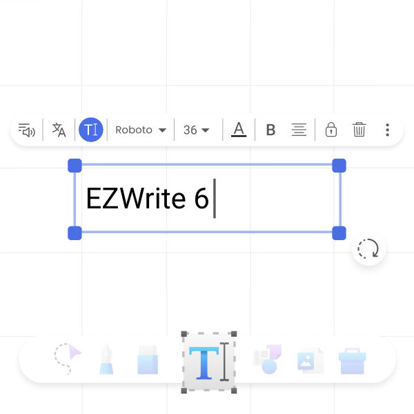 Text box being used to type a word on EZWrite 6 interactive whiteboard software