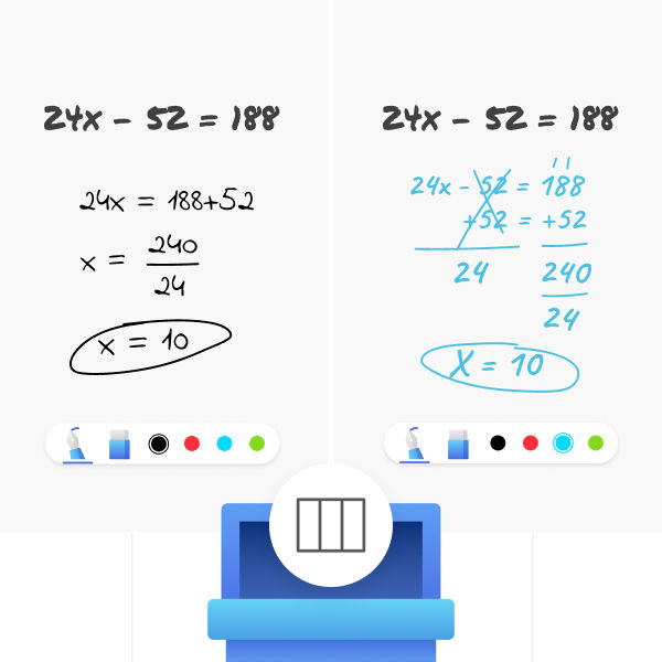Split the boards into segments to host fun team activities that keep your students engaged.