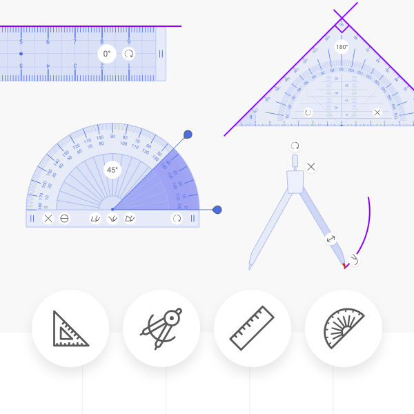 Access the calculator, unit converter, math solver, and a collection of geometry tools.