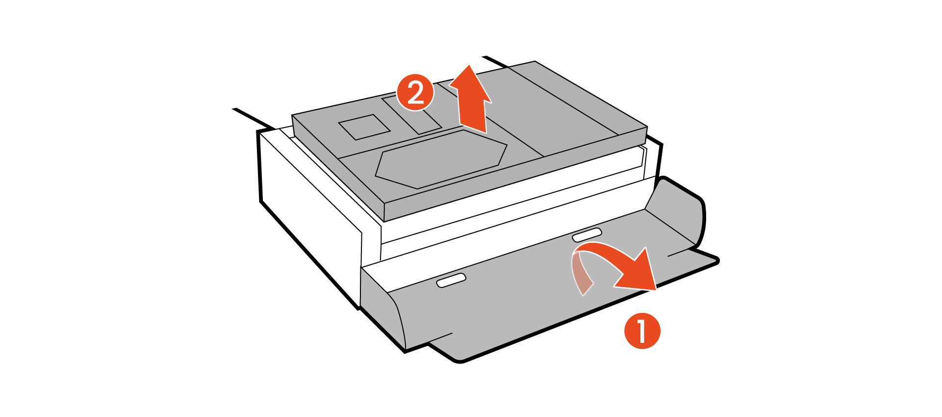 Open the box, unfold the front side of the box as illustrated to leave some room for stand and base attachment.