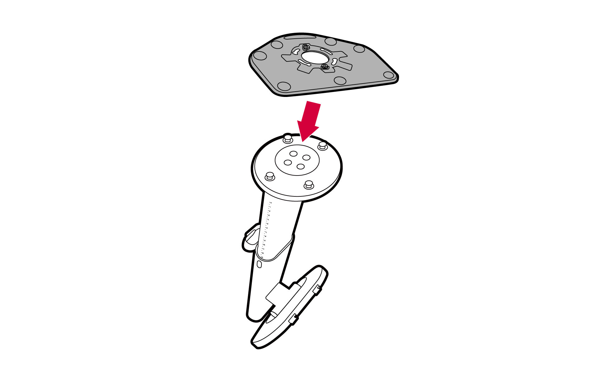 Attach the monitor base to the monitor stand.