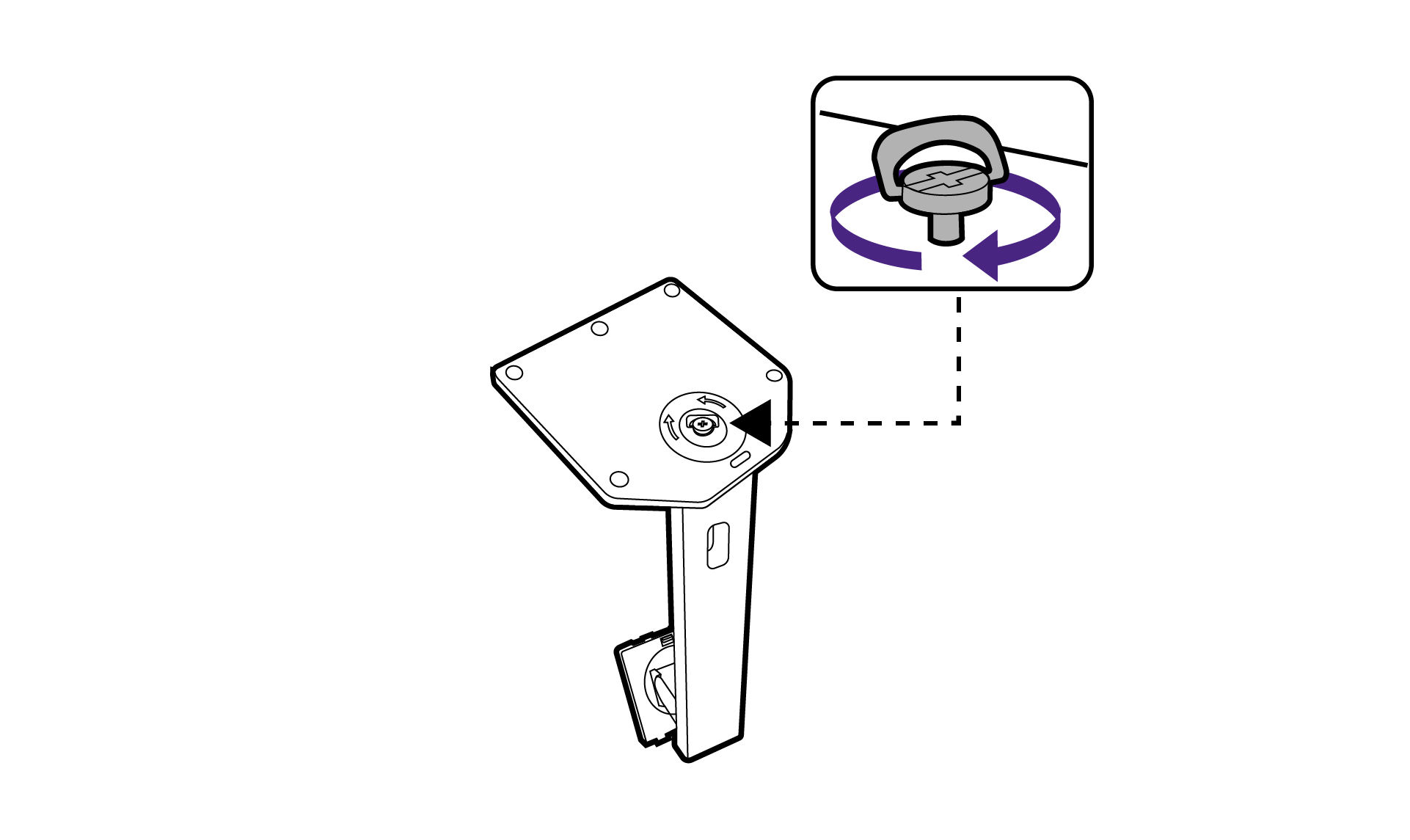 Raise the thumbscrew lid and tighten the thumbscrew as illustrated. Then push the lid back.