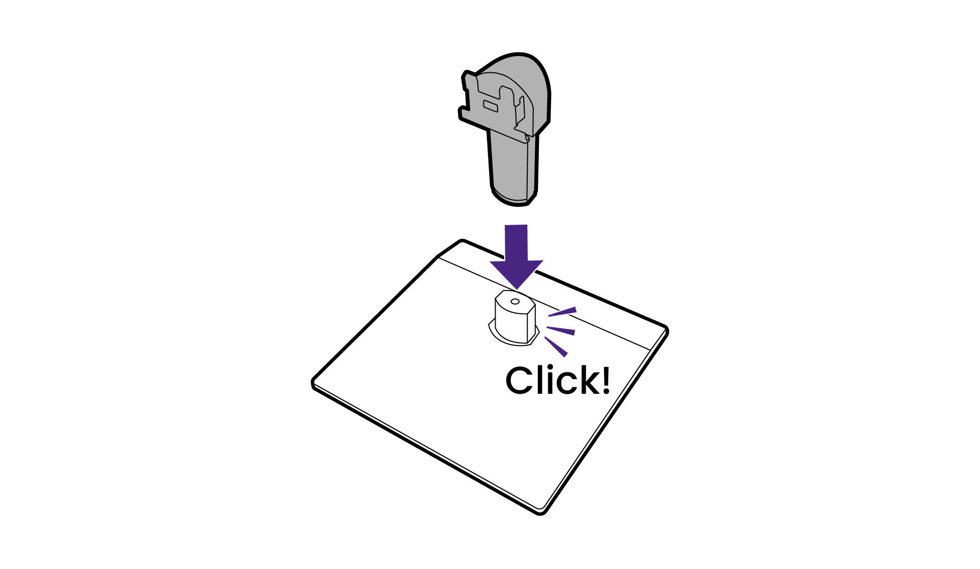 Attach the monitor stand to the monitor base as illustrated until it locks in place.