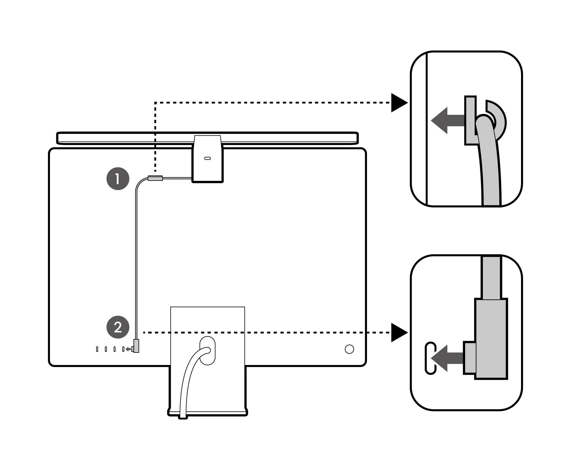 Organize the power cord with the magnetic cable organizer as needed, then connect it to the USB-C port.